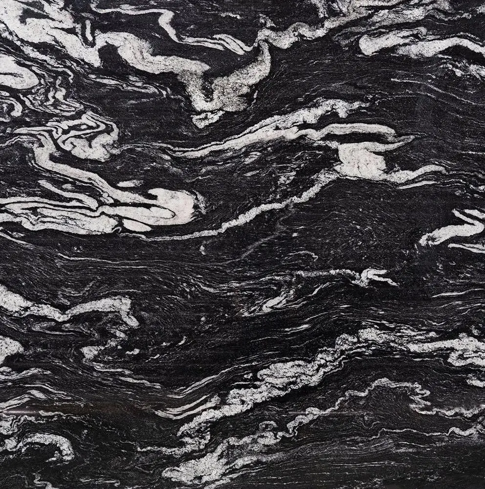 Titanium Black marble: deep black with swirling white veins